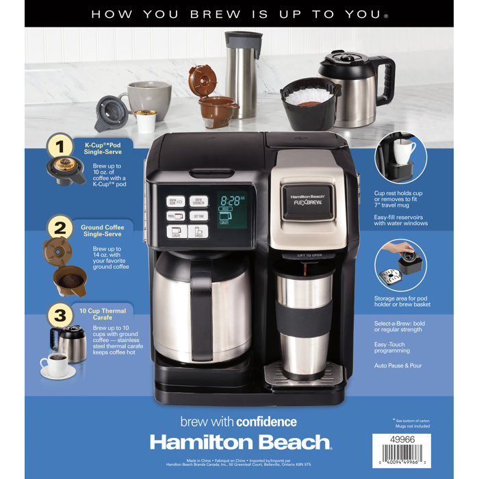 Hamilton Beach® FlexBrew® Thermal 10 Cup TRIO Coffee Maker & Reviews